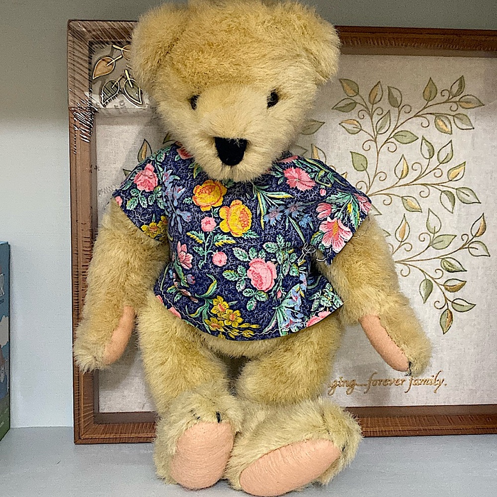 FINAL SALE!! 1980s The Vanderbear Family 11” Bear Plush in Floral Dress